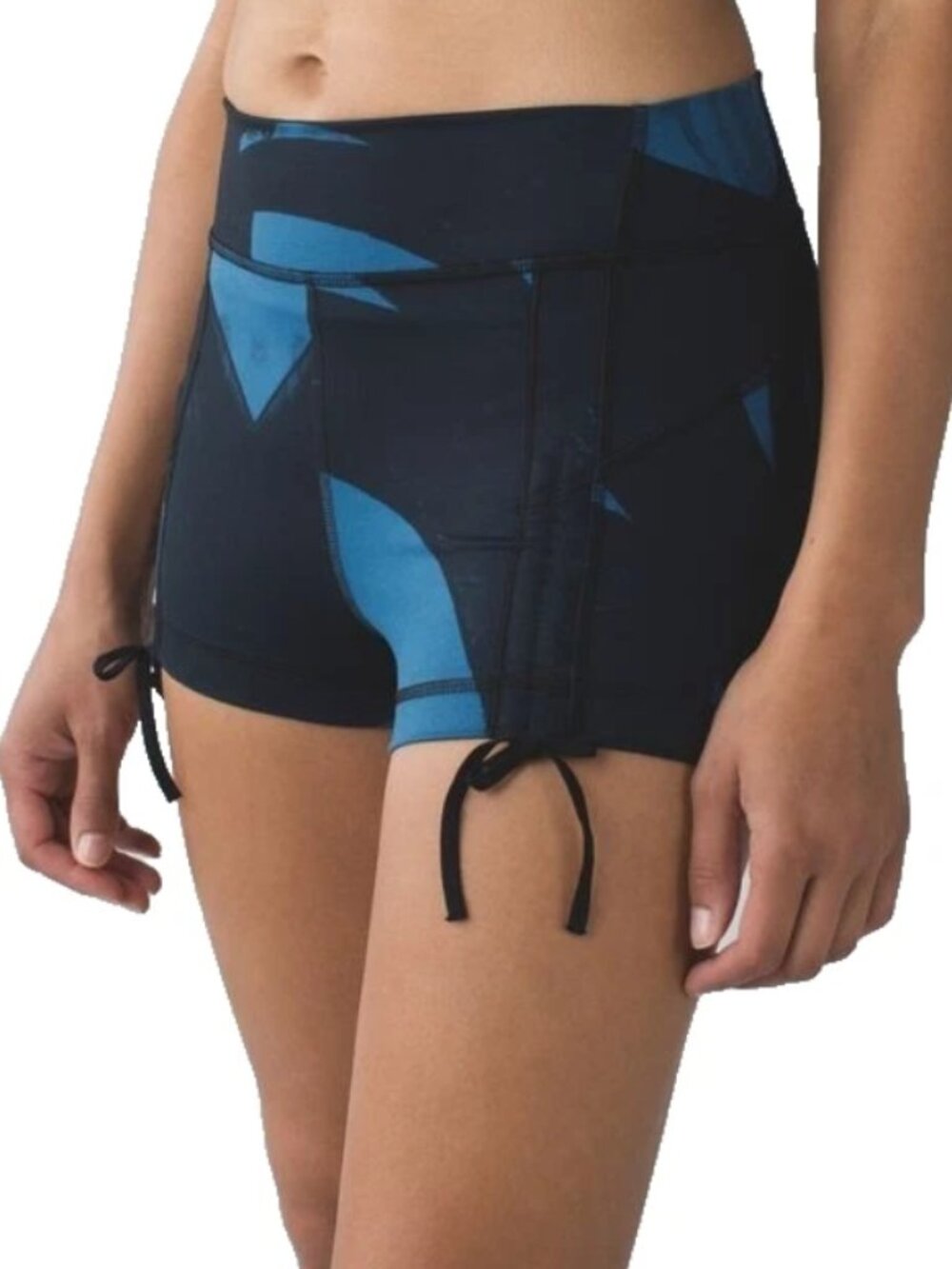 LULULEMON LIBERTY SHORT BLACK BLUE WOMENS SIZE 4 ????NO SIZE TAG /DOT 13in WAIST